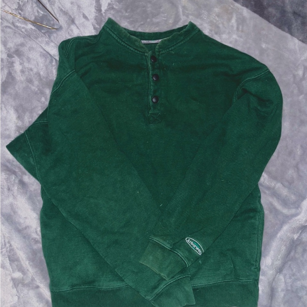 Arborwear Green half button up crew neck